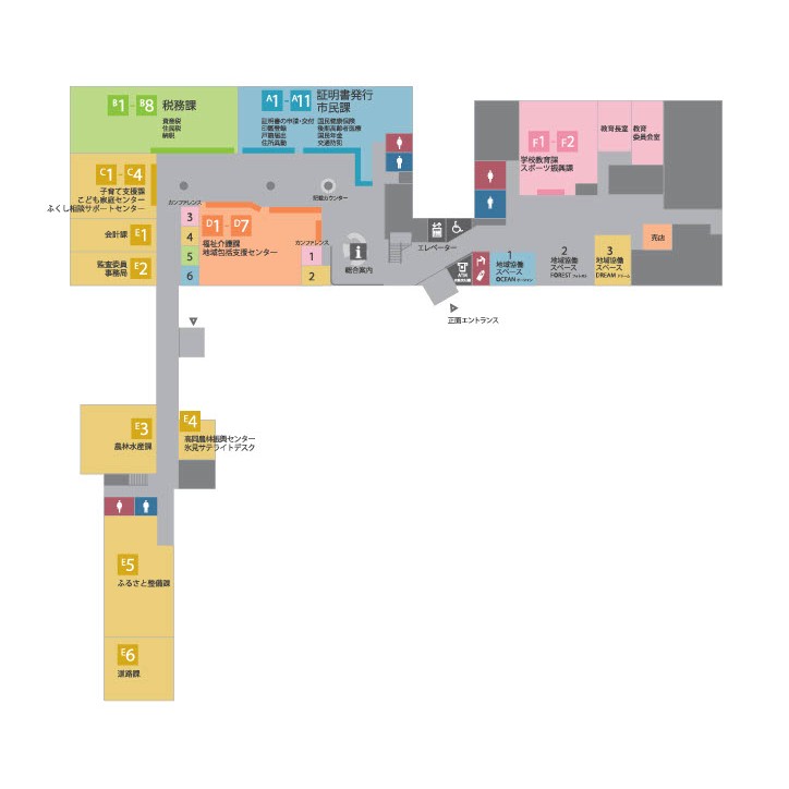 市庁舎一階見取図